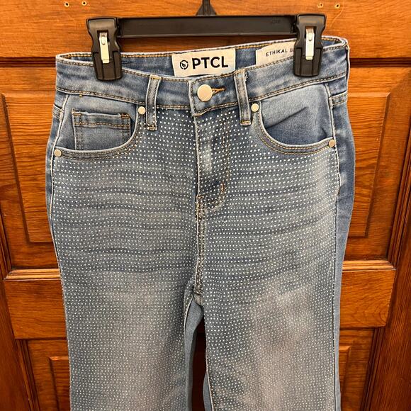 PTCL Rue Bling Out High Rise Stretch Straight Leg Denim sz 25 Studded Jeans - Picture 2 of 16